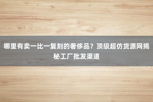 哪里有卖一比一复刻的奢侈品？顶级超仿货源网揭秘工厂批发渠道
