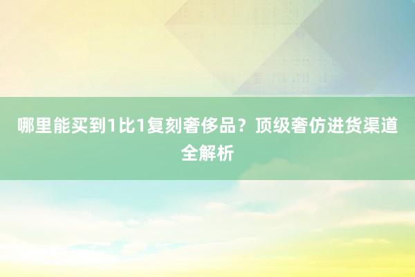 哪里能买到1比1复刻奢侈品？顶级奢仿进货渠道全解析