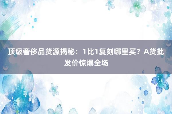 顶级奢侈品货源揭秘：1比1复刻哪里买？A货批发价惊爆全场