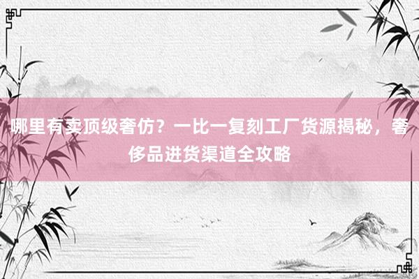 哪里有卖顶级奢仿？一比一复刻工厂货源揭秘，奢侈品进货渠道全攻略