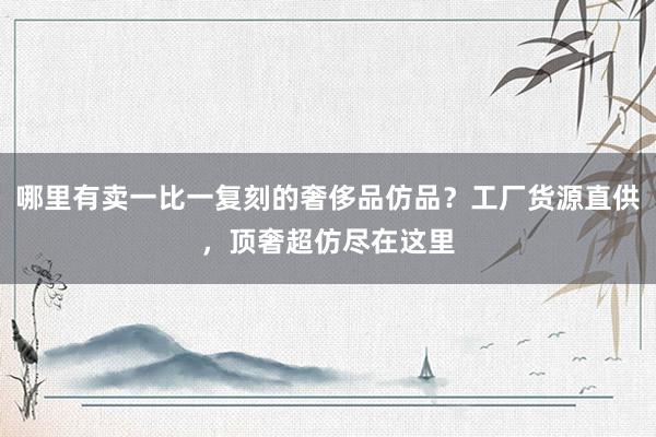 哪里有卖一比一复刻的奢侈品仿品？工厂货源直供，顶奢超仿尽在这里