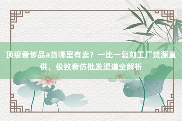 顶级奢侈品a货哪里有卖？一比一复刻工厂货源直供，极致奢仿批发渠道全解析