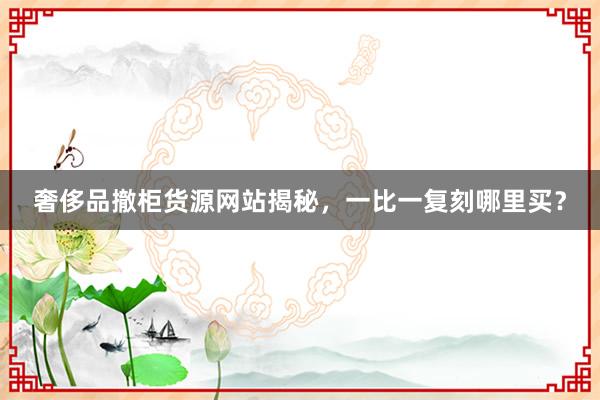奢侈品撤柜货源网站揭秘，一比一复刻哪里买？