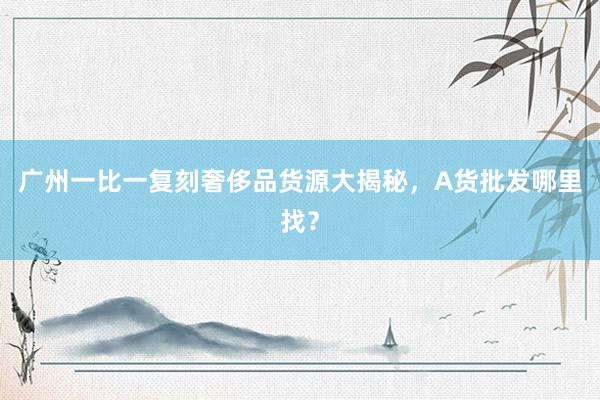 广州一比一复刻奢侈品货源大揭秘，A货批发哪里找？