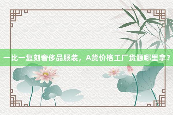 一比一复刻奢侈品服装，A货价格工厂货源哪里拿？
