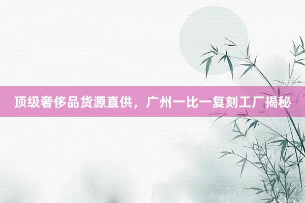顶级奢侈品货源直供，广州一比一复刻工厂揭秘