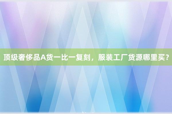顶级奢侈品A货一比一复刻，服装工厂货源哪里买？