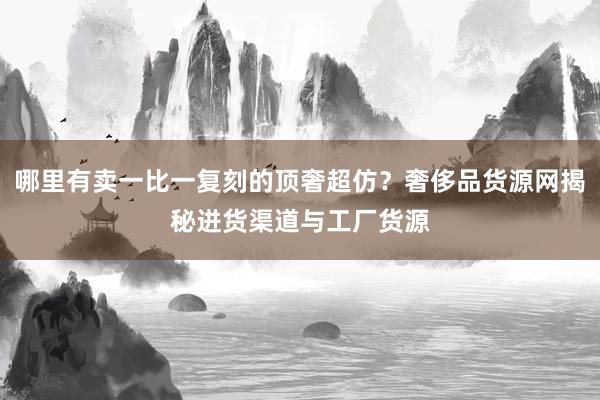 哪里有卖一比一复刻的顶奢超仿？奢侈品货源网揭秘进货渠道与工厂货源