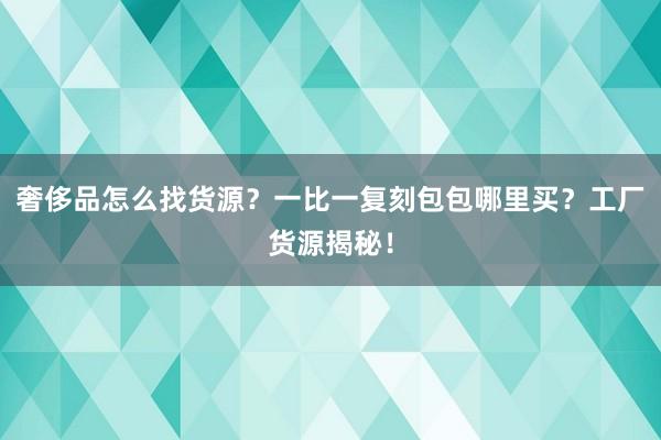 奢侈品怎么找货源？一比一复刻包包哪里买？工厂货源揭秘！